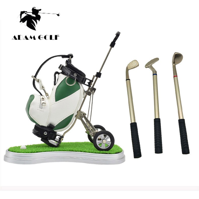 New 2021 - Quà tặng cho doanh nhân chơi golf - Bộ bút ký mini - hình bộ túi gậy để bàn sang trọng