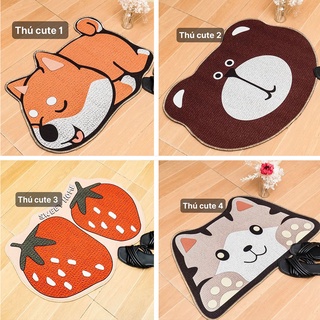 Thảm chùi chân hình thú cute 3D 50x70cm  ❤️ chống thấm siêu mịn chống trơn trượt  ( Được chọn mẫu )