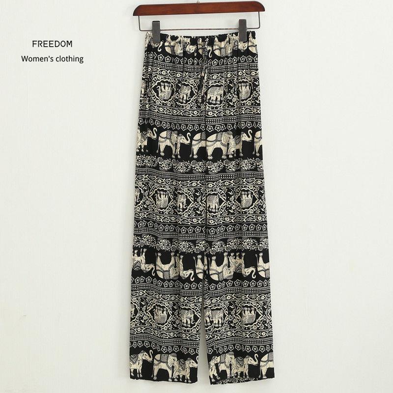 freedom  Quần dài chín điểm cotton lụa nữ xuân hè, mặc nhà, âu, ống suông, 100% tổng hợp, đồ ngủ mỏng