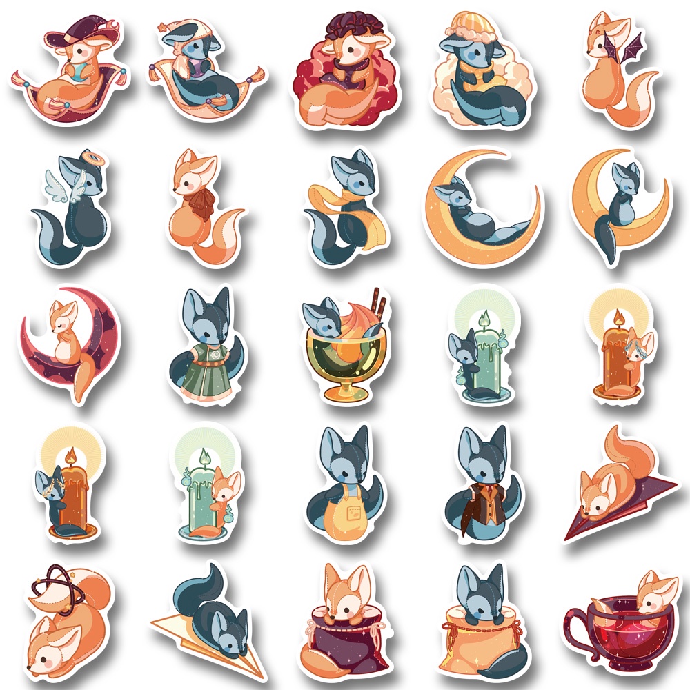 Set 50 Miếng Dán Chống Nước Họa Tiết graffiti Phong Cách Trung Hoa Dễ Thương Trang Trí Điện Thoại / Sổ Tay / Vali