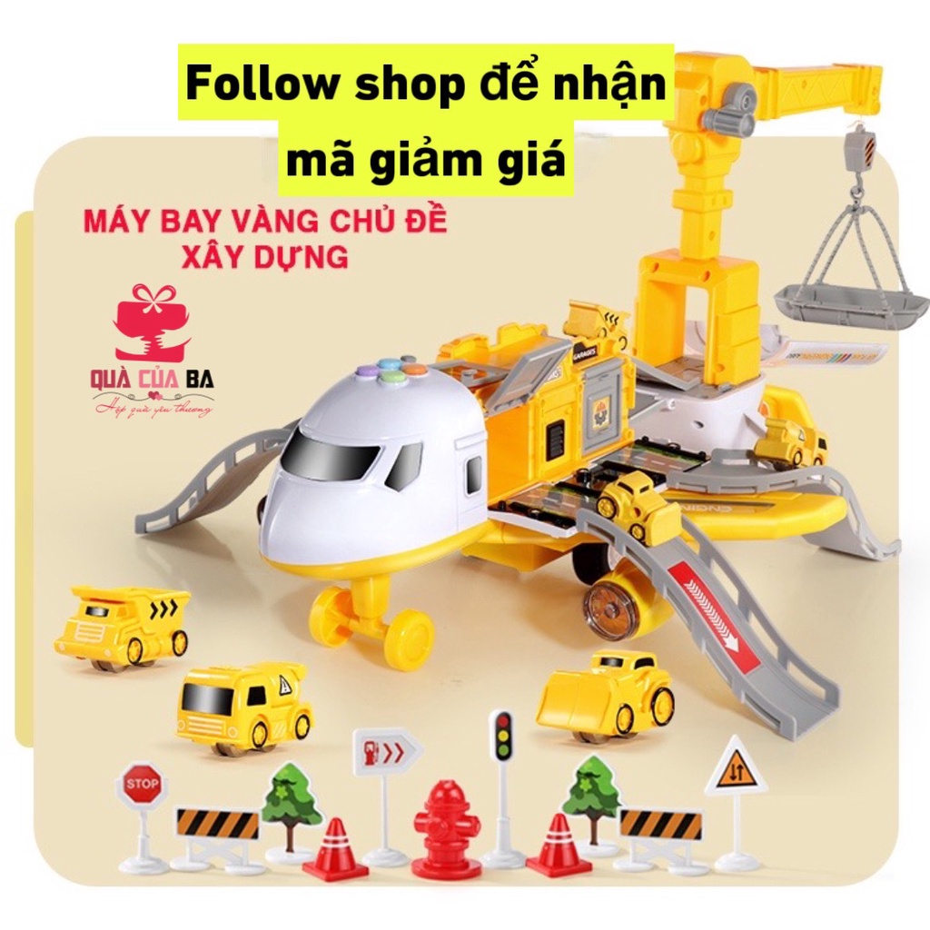 Máy bay biến hình cỡ lớn có phát nhạc - kèm nhiều ô tô cứu hoả - cảnh sát - công trường siêu đẹp cho bé