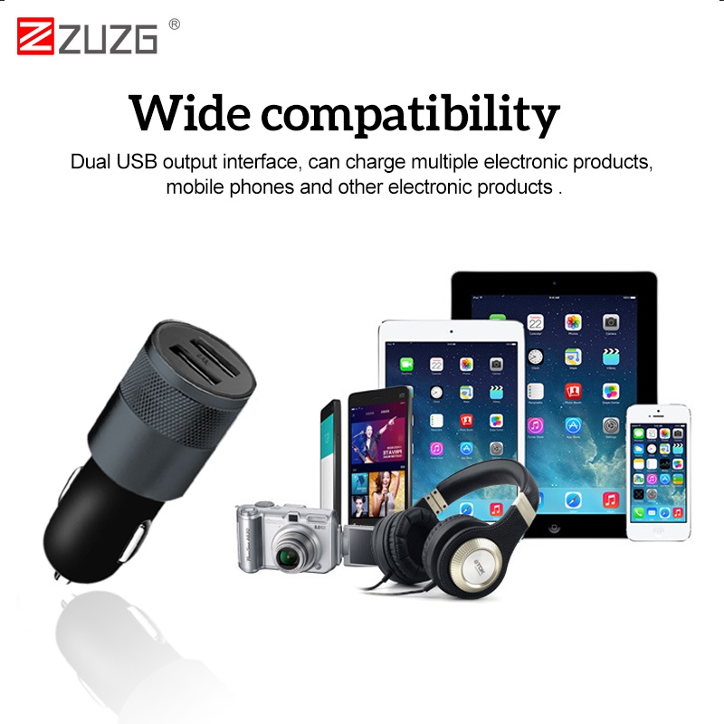 Tẩu sạc USB kép cho ô tô ZUZG 2 cổng USB tiện lợi trên ô tô  2.1A C02