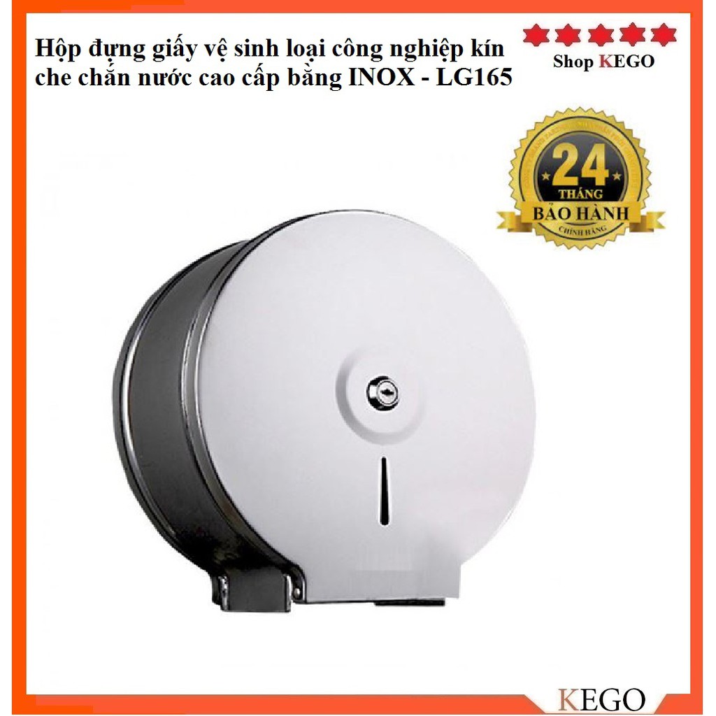 Hộp đựng giấy vệ sinh loại công nghiệp kín che chắn nước cao cấp bằng Inox LG165