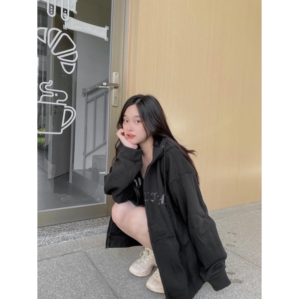 Áo Khoác Chữ Vòng CABI Màu Xám Mũ 2 Lớp Chất Nỉ Cotton Dáng Unisex Nam Nữ