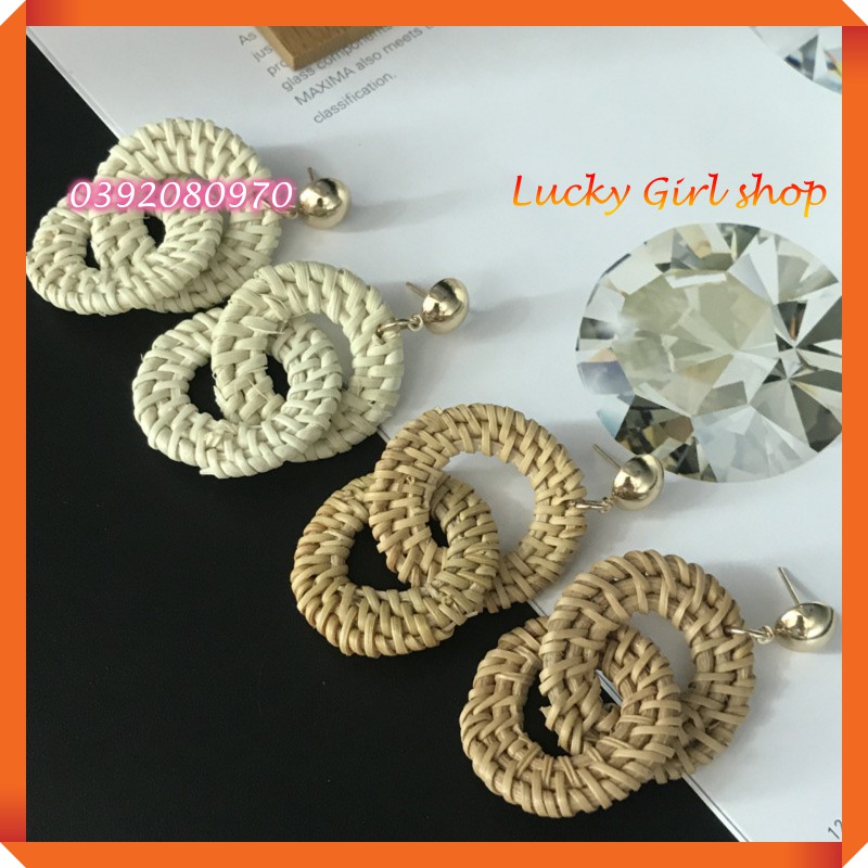 Bông Tai Cói Dạng Xỏ Truôi Hình Tròn Xoắn Xinh Xắn - Lucky Girl shop