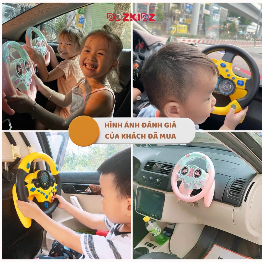 Vô lăng đồ chơi bé trai bé gái dùng pin có nhạc và các nút điều khiển - DOZKIDZ