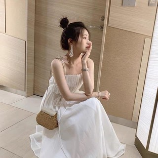 váy dây xếp ly ngực có ảnh thật