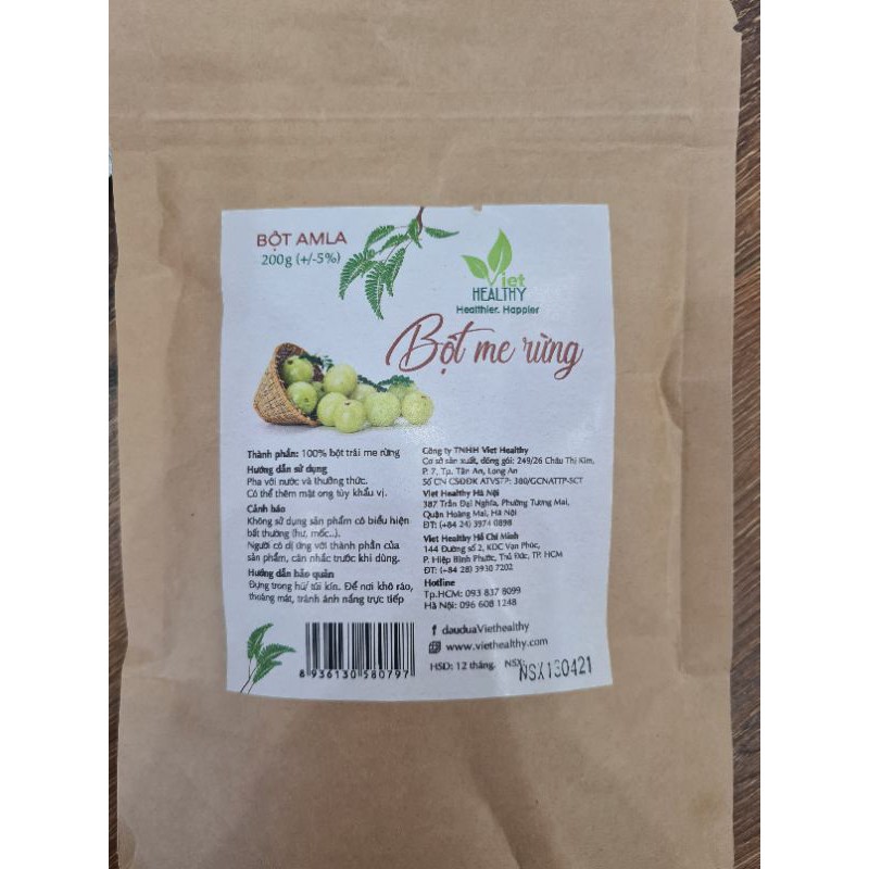 Bột amla (me rừng) Viet Healthy 200g, gồm Vitamin C tự nhiên, chất lượng cao, tăng miễn dịch, giúp diệt khuẩn...