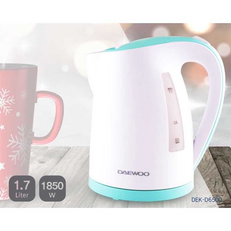 Bình Đun Siêu Tốc 2 Lớp Daewoo DEK-D6500  - Thân nhựa PP ruột inox 304 - Hàng mới