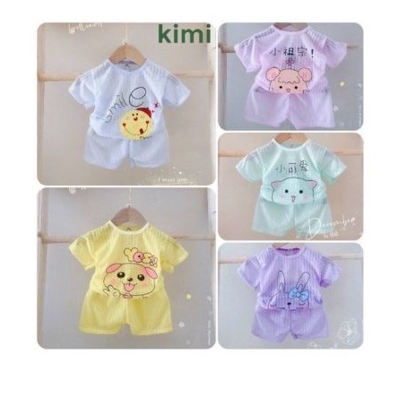 Combo 5 Bộ cotton giấy cộc  tay cho bé trai bé gái trẻ sơ sinh 3-15kg cúc vai hàng loại 1 - KIMI- SHOP CT06