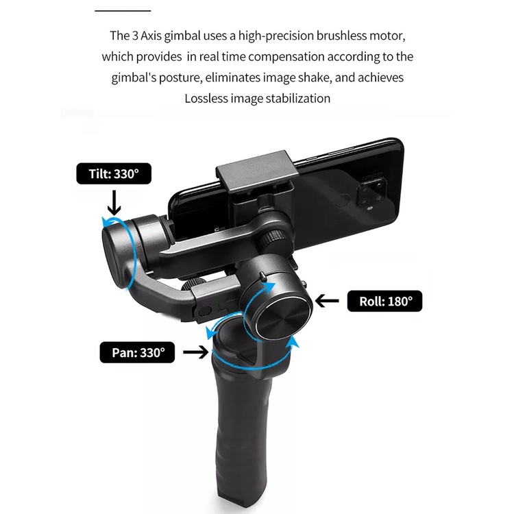Tay Cầm Chống Rung Cho Điện Thoại, Gimbal Cầm Tay Chống Rung, hình ảnh video 4K ổn định và mượt mà