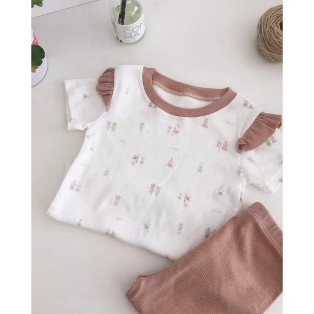 Set cotton thỏ hồng cho bé gái | Dotori