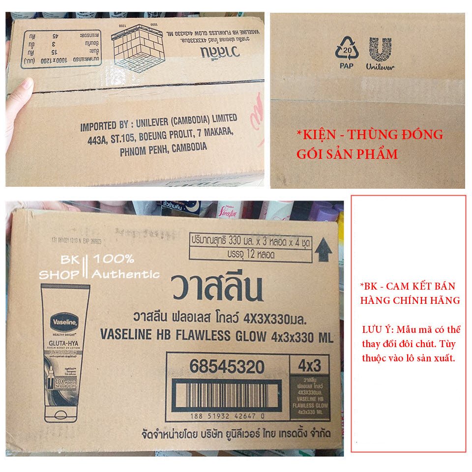 (Chính Hãng) Sữa Dưỡng Thể Vaseline Healthy Bright Gluta HYA Serum 10X Thái Lan