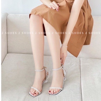 Giày cao gót nữ 7 phân đính kim sa Thiên Hương VNXK BP41L101 Sandal 7p cm p sang chảnh tiểu thư đi làm đi chơi
