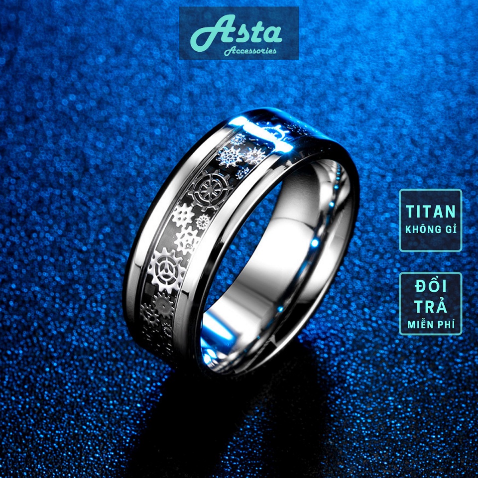 Nhẫn nam nữ tròn Unisex Asta Accesories màu bạc Thời trang chất liệu Titan đẹp đơn giản - Nhẫn SAWTOOTH