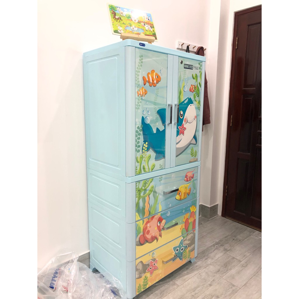 Tủ Nhựa Treo Quần Áo Duy Tân WING-2C-3N 70 X 50 X 160 Cm (Xanh Dương)-TẶNG KÈM 1 GIÁ GỖ ĐỌC SÁCH, IPAD | BigBuy360 - bigbuy360.vn