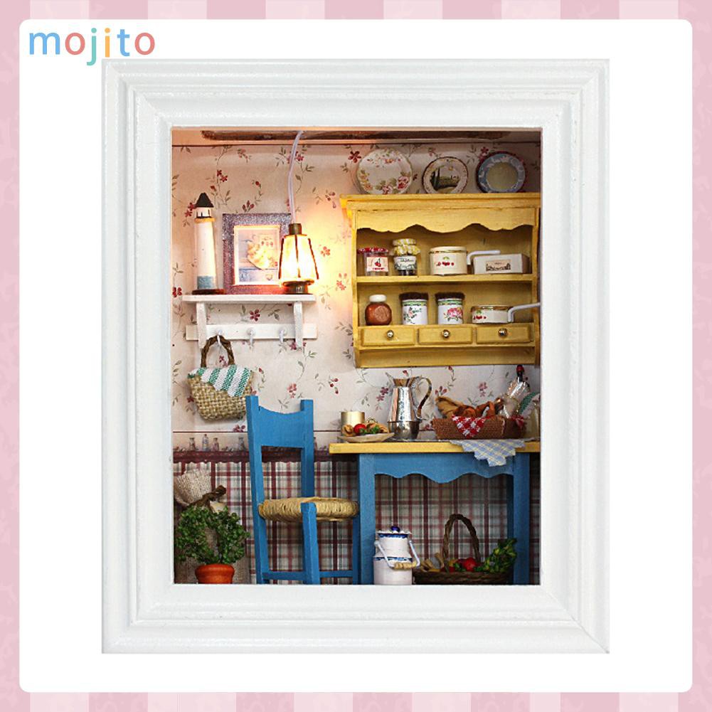 Bộ Đồ Chơi Lắp Ráp Mô Hình Nhà Búp Bê Mojito Kèm Khung Ảnh Diy