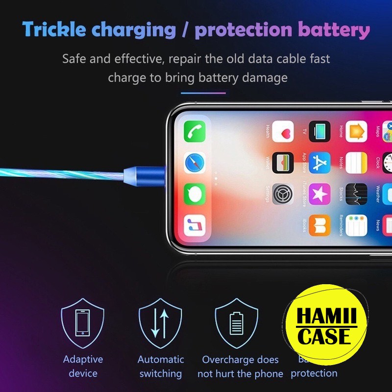 Dây cáp sạc nhanh 3 đầu ,Type-C,USB-Micro,cáp sạc ĐT nam châm có đèn Led