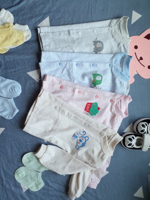 Bộ Dài Tay Kẻ NouBaby hình ngộ nghĩnh cực thích( cúc giữa) Qate180