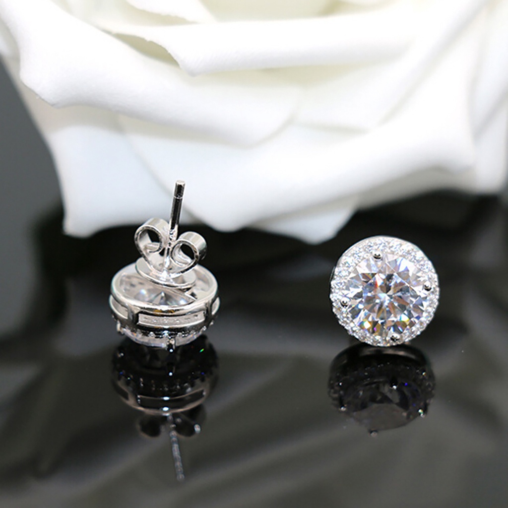 Khuyên tai nữ mạ bạch kim đính đá lấp lánh thanh lịch thời trang