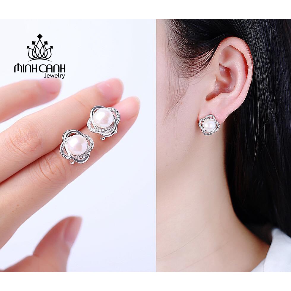 Bông Tai Bạc Đính Đá Mix Hột - Minh Canh Jewelry