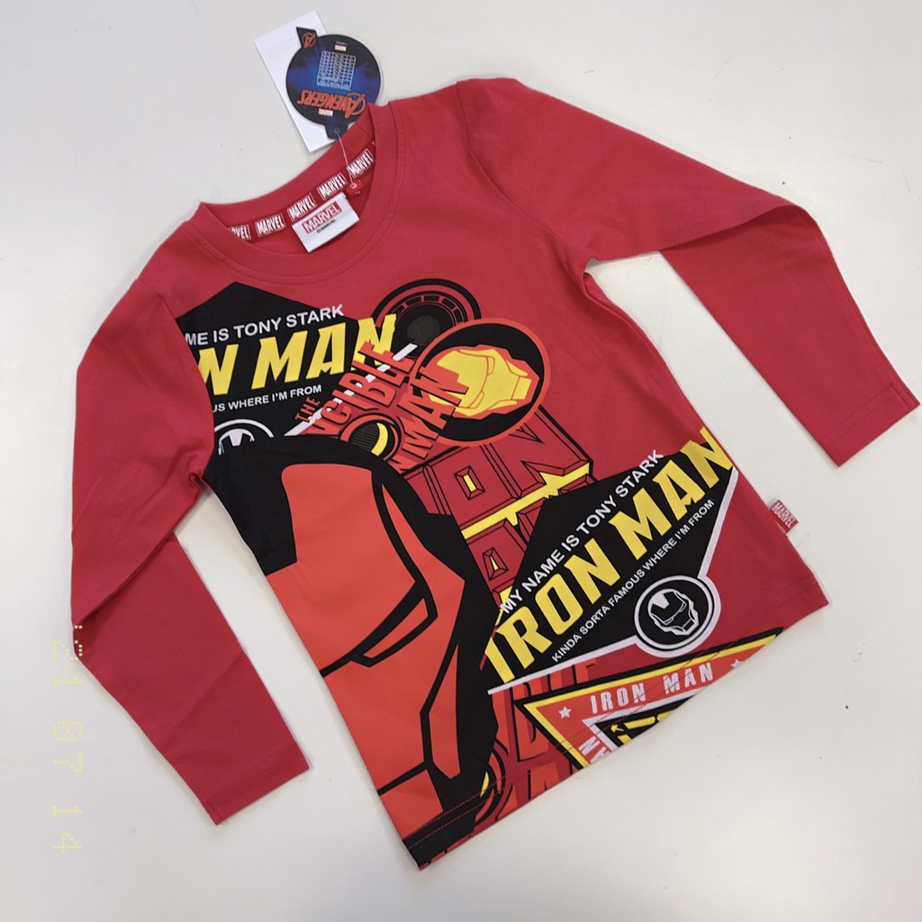 Áo dài tay cho bé trai, Áo dài tay Marvel dư xịn chất cotton size 2-12t