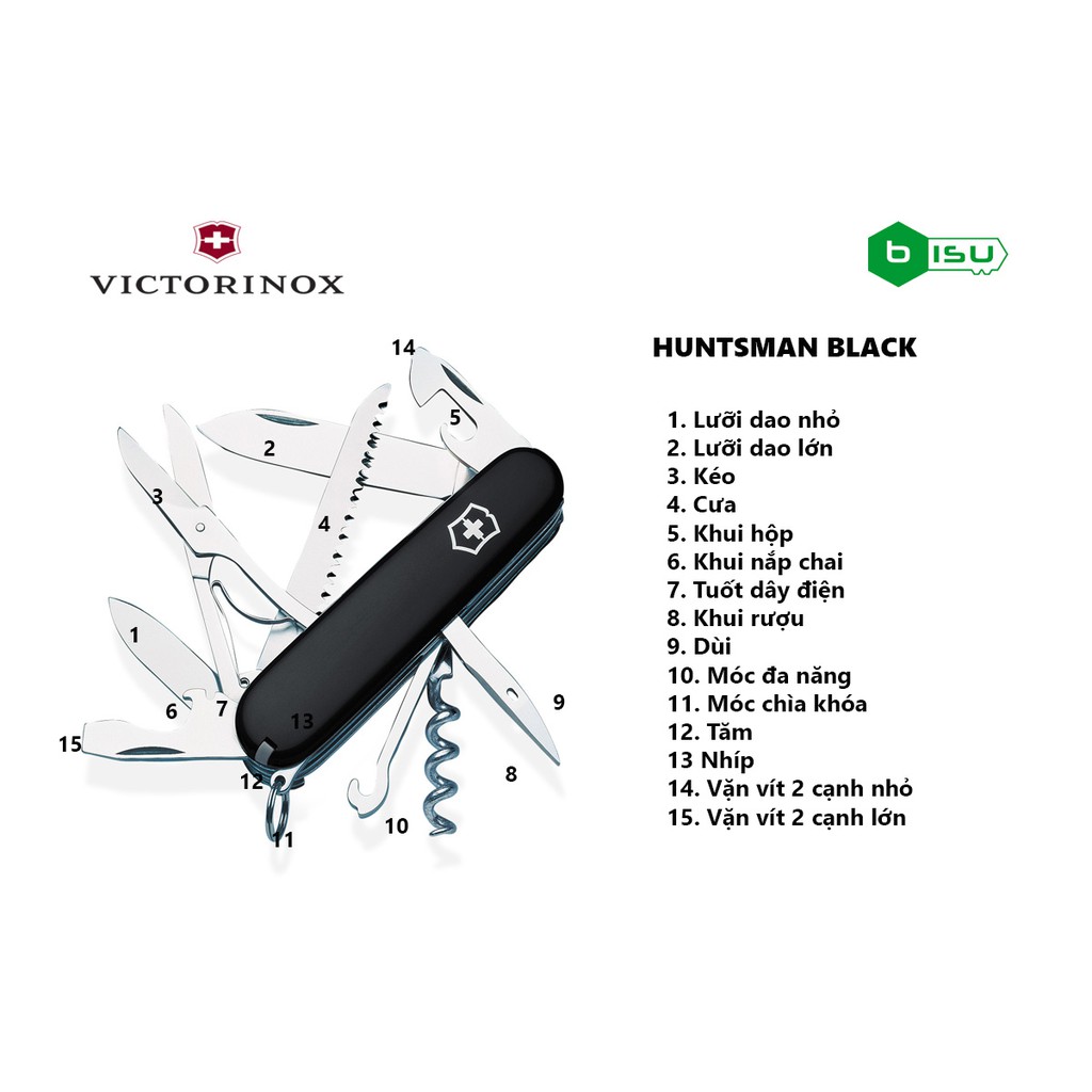 Dụng cụ đa năng Victorinox - 91mm - Huntsman - Đen