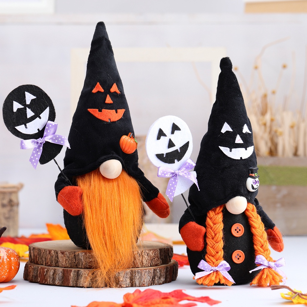 Thú Nhồi Bông Hình Mặt Cười Đen Đáng Yêu Trang Trí Halloween