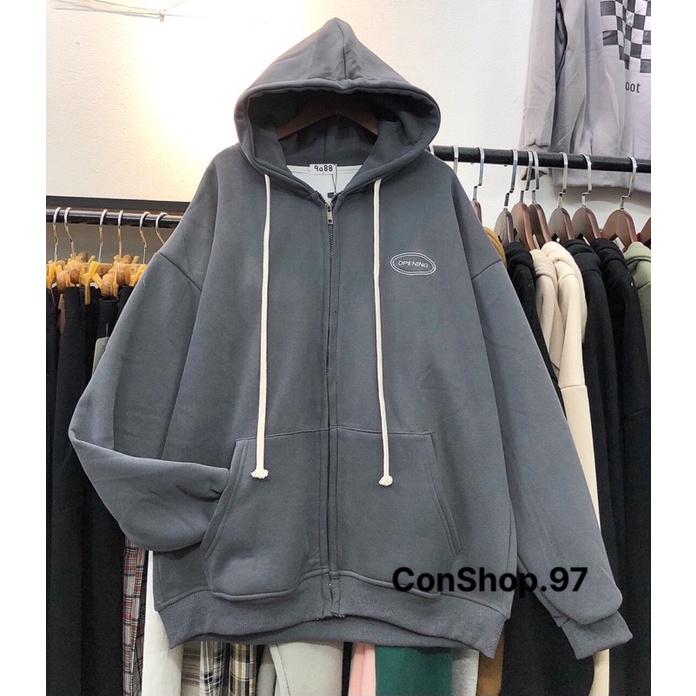Áo Hoodie Kéo Khóa Lót Nhung, Lông Unissex Thêu Logo OPENING, Hoodie Form rộng | BigBuy360 - bigbuy360.vn