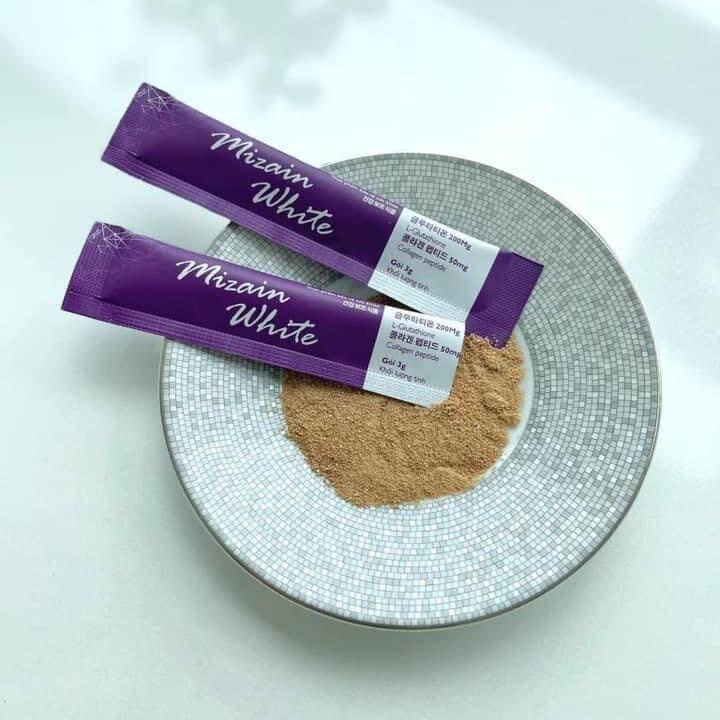 Bột Uống Trắng Da Mizain White Hàn Quốc Bột Uống Hỗ Trợ Làm Trắng Da Chống Lão Hóa