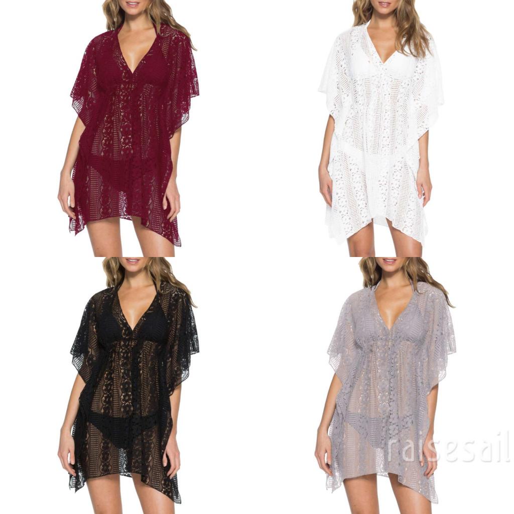 Áo sơ mi cổ chữ V tay ngắn dáng rộng viền ren màu đỏ rượu/trắng/xám/đen cho nữ
 | BigBuy360 - bigbuy360.vn