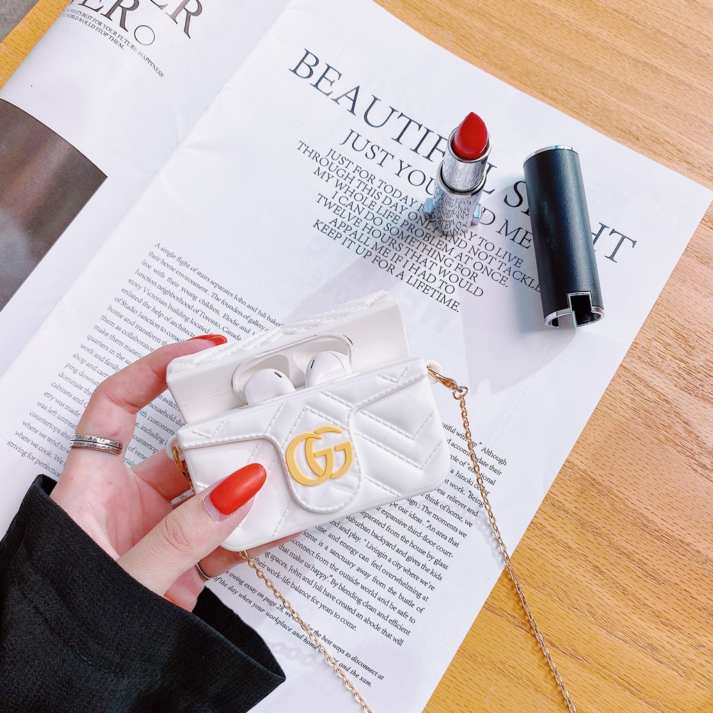 Vỏ Bảo Vệ Hộp Sạc Tai Nghe Không Dây Bluetooth Bằng Silicon Mềm Họa Tiết Túi Xách Thời Trang Cho Airpods 1 / 2 3 pro