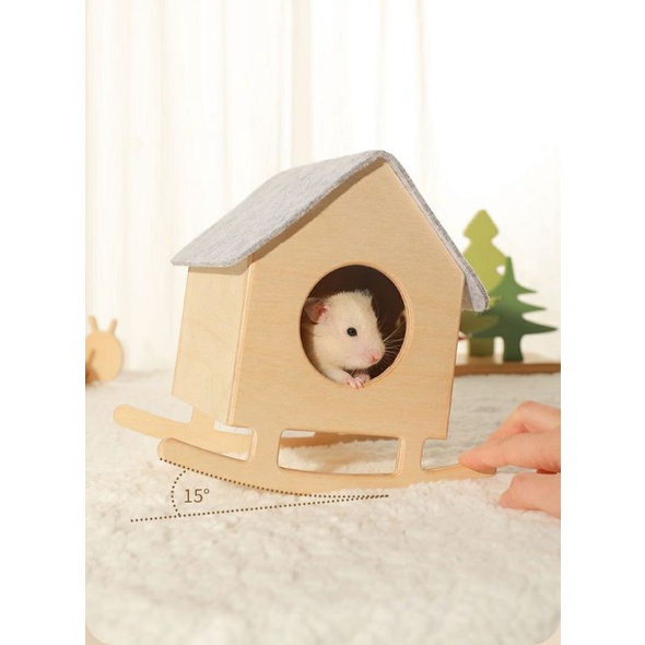 Nhà ngủ gỗ chân võng(bập bênh) cho hamster
