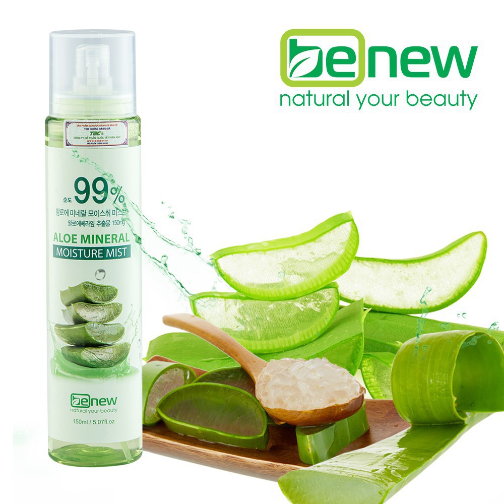 Xịt khoáng cao cấp Benew Aloe Mineral Moisture Mist nhập khẩu chính hãng Hàn Quốc 150ml