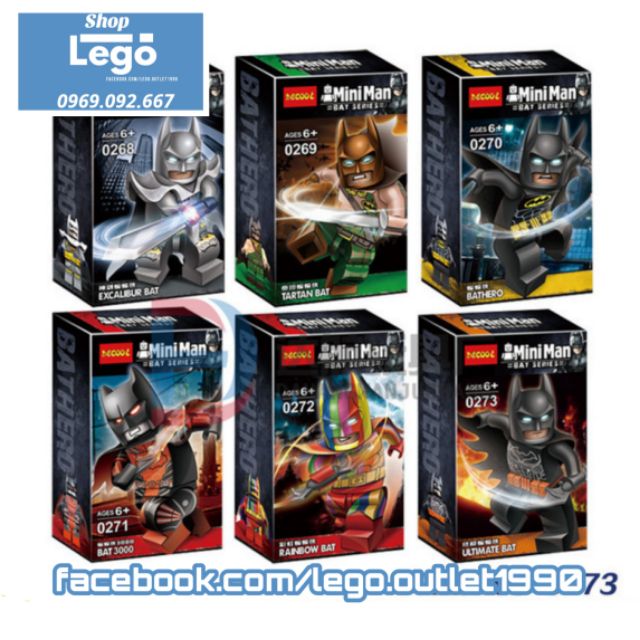 Xếp hình Rainbow bat Ultimate Bathero Tartan Excalibur bat3000 Batman Series Lego Minifigures Decool 0268 0273