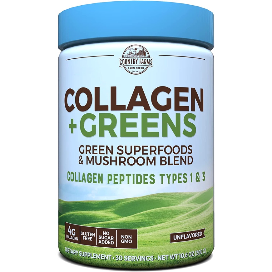 Collagen thủy phân và 23 siêu thực phẩm Country Farms Collagen Greens 300g