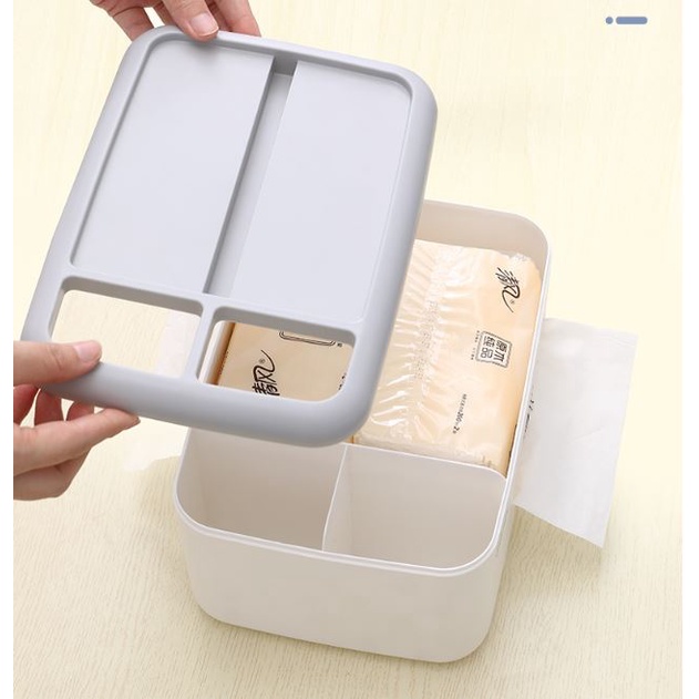 Hộp Đựng Giấy Ăn Oenon 2 Ngăn Kèm Giá Đỡ Điện Thoại Chất Liệu Nhựa ABS Cao Cấp