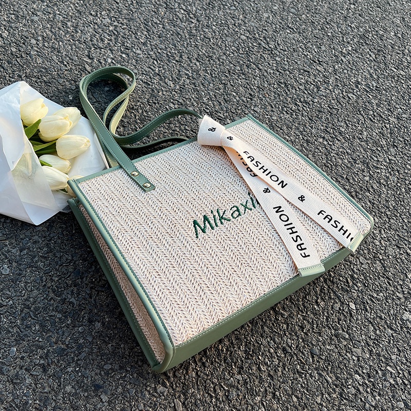 Túi Xách Đeo Vai Đan Cói Cỡ Lớn Thời Trang Nữ Sành Điệu