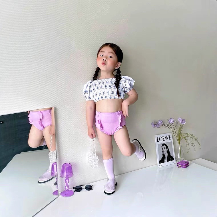 Bộ Đồ Bơi Bikini In Hoa Hoạt Hình Dễ Thương Cho Bé Gái
