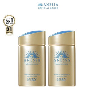 Bộ 2 Sữa chống nắng dưỡng da kiềm dầu bảo vệ hoàn hảo Anessa Perfect UV Sunscreen Skincare Milk SPF50+ PA++++ 60mlx2