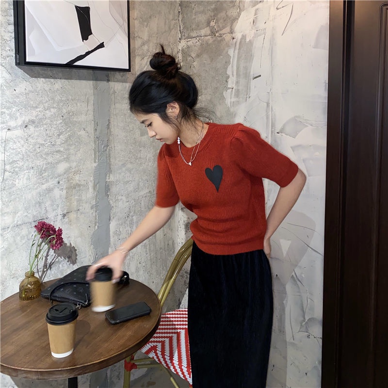 Áo Pure Cube dệt kim tay ngắn dáng rộng thời trang mùa xuân mới cho nữ