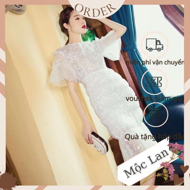 (MộcLan ORDER) đầm body ôm sexy màu trắng cao cấp quảng châu - hàng chuẩn