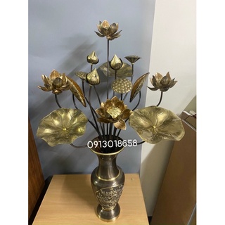 Hoa sen đồng 15 cành hun màu giả cổ loại to không kèm lọ 70, 90cm