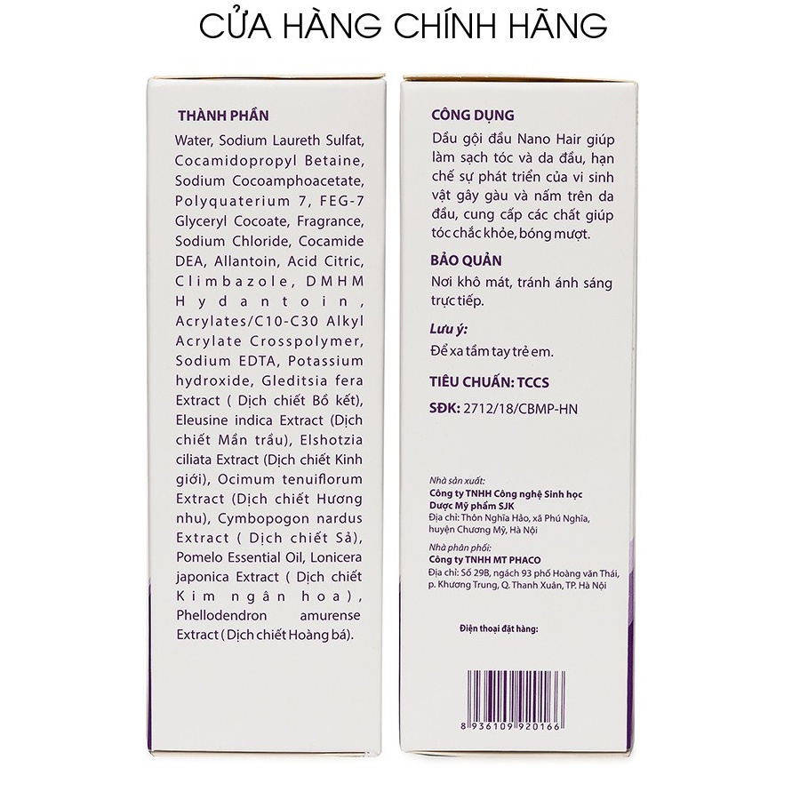 Dầu gội đầu Nano Hair Shampoo sạch gầu và nấm - Chai 100ml