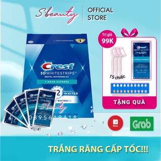 FullBox 1 Hộp Miếng dán trắng răng Crest 3D White 1 Hour Express Giá Sỉ  - Làm trắng răng cấp tốc 1 giờ
