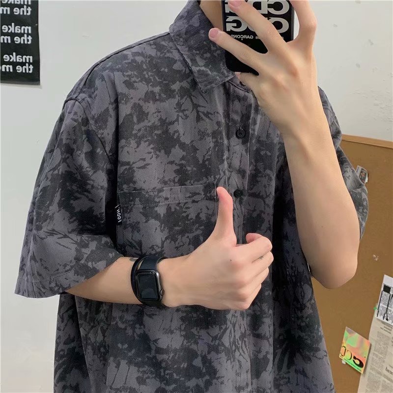 Áo Sơ Mi Nam Ngắn Tay Cổ Bẻ Thời Trang Hàn Hàn Quốc áo thun kiểu nữ Unisex Bigsize Simple cổ tròn  áo phong rộng nam