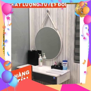 [GIÁ HỦY DIỆT] GƯƠNG TRÒN VIỀN DA (MÀU Trắng) TREO TƯỜNG CAO CẤP - BAO VỠ TOÀN QUỐC - Home Decor 360