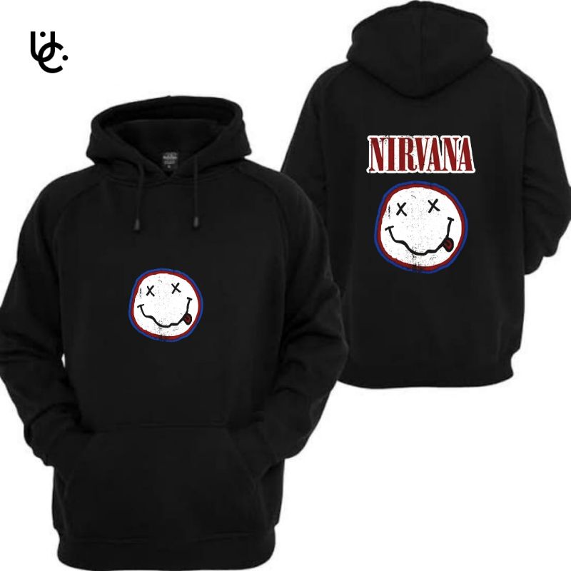 Nirvana Áo Khoác Hoodie cotton Không Khóa Kéo Băng cotton Lông Cừu Màu Đen Phong Cách ROCK Dành Cho Nam Nữ / Người Lớn / Ngoại Cỡ