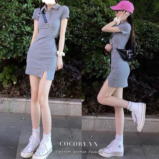 Đầm Ngắn Tay Cổ Polo Thời Trang Mùa Hè Hàn Quốc Dành Cho Nữ