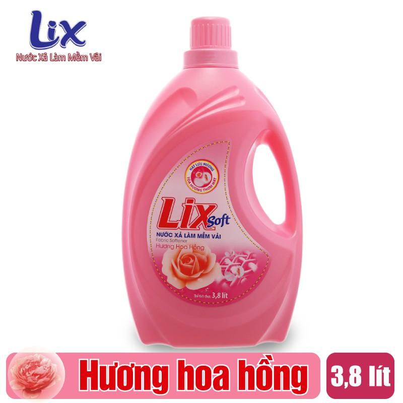 [Mã BMBAU50 giảm 7% tối đa 50K đơn 99K] Nước Xả Vải LIX Hương Hoa Hồng 3.8L - Lưu hương trên từng sợi vải - LSH01